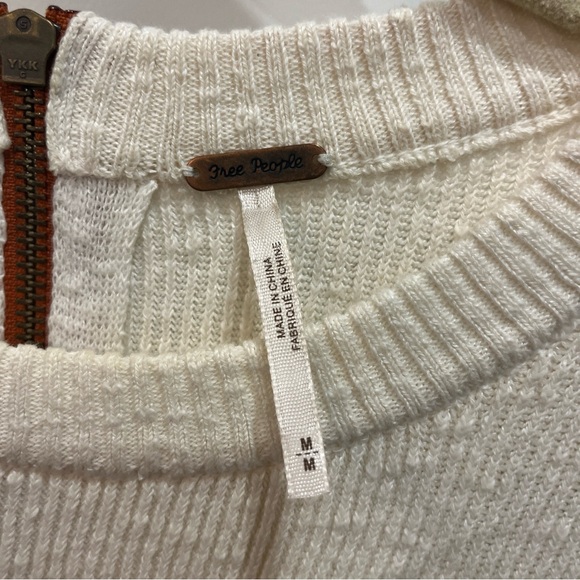 Free People Linen Blend Sweater Dress Color Block Women's Size Medium Zip Back - Picture 3 of 10